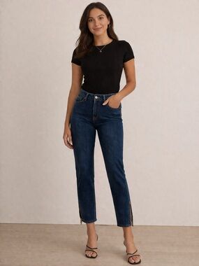 Ralph Lauren Indigo Ankle-Slit Straight Jeans